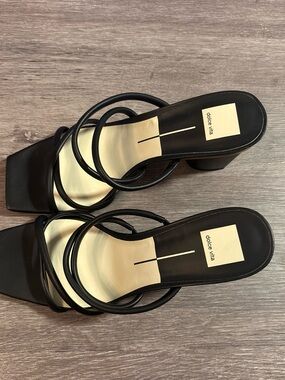 Dolce Vita Black Strappy Square Toe Block Heels